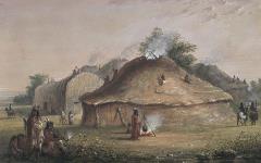 Village indien sur le Missouri 1867.