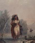 Jeune mère indienne traversant un ruisseau 1867.