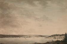 Vue de l'entrée du port d'Halifax (Nouvelle-Écosse) et d'une partie de la ville depuis Dartmouth 1793