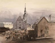 Vue de la Cathédrale et place du marché, Québec 1841