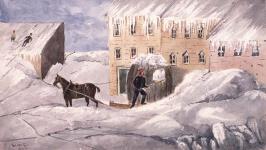 Scène d'hiver : pelletage de neige 1842