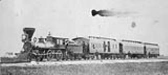 The first train seen on the Canadian Prairies at the opening of the Pembina Branch of the Canadian Pacific Railway to Winnipeg n.d.