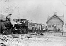 Engine of Ottawa and Gatineau Valley Railway - in the 1890s at Gracefield, Québec, about 60 miles north of Ottawa, Ontario c 1890s