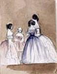 Four ladies in evening dress (the Haliburton sisters?) 1840-1846