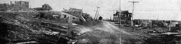 Damage caused by the Halifax Explosion at the north end of Campbell Road 6 Dec. 1917