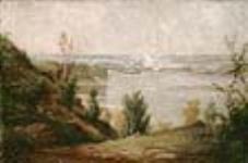 Ottawa River showing Chaudière Bridge, Bytown 1845 ?