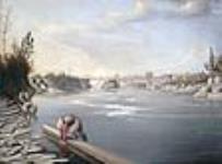View of the Chaudière Bridges on the Ottawa River at Bytown (Ottawa) ca. 1843-1859
