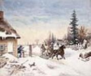 Habitants running the toll gate 1867