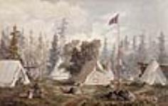 Expédition de la rivière Rouge, le camp du colonel Wolseley au lieu-dit Prince Arthur's Landing, sur le rivage du lac Supérieur juillet 1870