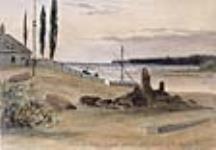 Ruines du vieux dépôt d'approvisionnement naval à l'embouchure de la rivière Grand, près du lac Érié, 1840 1840