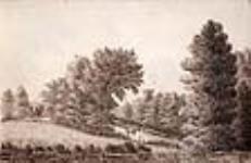 Vue d'un petit ruisseau avec deux hommes en canot after 1823
