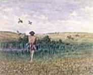 Duck Hunting on the Prairies with an Emigrant Wagon Train in the Distance 1862