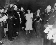 H.M. Queen Elizabeth with Rt. Hon. Mackenzie King and Mayor Camilien Houde leaving Windsor Station 1939