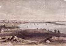 Vue du village de St. Andrews, au Nouveau-Brunswick, ainsi que du port et de la baie magnifiques ca 1840.
