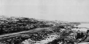 General view of Halifax N. S. after explosion Dec. 6th 1917 from water front 6 Dec. 1917