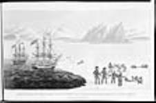 FIRST COMMUNICATION with the NATIVES of PRINCE REGENTS BAY as drawn by JOHN SACKHEOUSE 1819