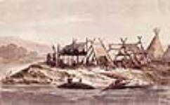 Poste de pêche amérindien sur le lac et la rivière Kullespelm (c'est-à-dire Kalispel, les actuels lac et rivière Pend Oreille), Idaho/Washington août 15, 1845