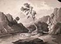 Rivière non identifiée entourée de montagnes ca. 1845-1846
