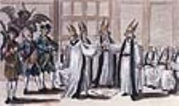 The Mitred Minuet [Lord Bute, Prime Minister of Great Britain, 1762-1763; Lord North, Prime Minister of Great Britain, 1770-1782; and Lord Mansfield, Lord Chiuef Justice, celebrate the passing of the Quebec Act] mai 1, 1774