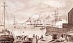 Vue du port de Québec, où mouille le «Joseph of Gaspee», en direction de la citadelle ca. 1830