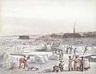 Coupe de la glace pour l'été, à Québec, au Bas-Canada ca 1830