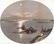 Summer moonlight among 'The Thousand Islands', river St. Lawrence, Canada, 1860