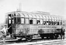 Grand Trunk Railway steam self-propelled car used on International Bridge between Bridgeburg (Fort Erie), Ont. and Black Rock, N.Y. Jim Murray, engineer and Johnny Smith conductor c.a. 1874