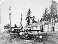 Totem poles and lodges in [Comox, B.C.] 1866 - 1867