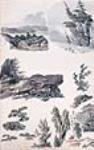 Dessins représentant des rochers et des arbres, probablement le long de la rivière Hudson, New York ca mars 1825