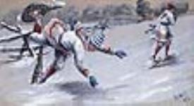 Snow Shoer taking a Header 1884