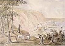 Le cap Diamant, la pointe Lévis et la Citadelle de Québec depuis l'Anse-aux-Foulons ca. 1838