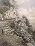 Un homme regardant des falaises rocheuses 1909