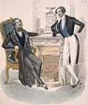 Gravure de mode de " Le Follet Courrier des Salons " : deux hommes décembre 1836