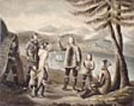 Missionnaire moravien conversant avec un Inuit à Nain, au Labrador ca. 1819