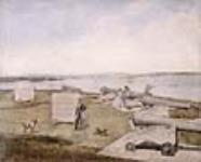 Vue de Halifax depuis le fort Redoubt, montrant l'emplacement des canons ca. 1860