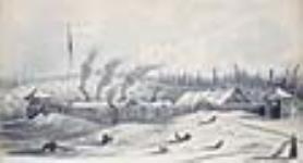 Vue sud-ouest du fort Providence, sur le Grand lac des Esclaves [entre 1 à 12 mars 1821].