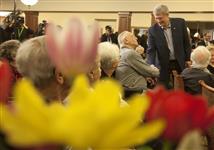 [Prime Minister Stephen Harper meets residents after announcing a plan to bring in tough new measures to combat elder abuse during an event at Constantia Retirement Residence in Thornhill, Ontario] 15 April 2011