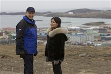 [Prime Minister Stephen Harper chats with local candidate Leona Aglukkaq in Iqaluit, Nunavut] 20 September 2008