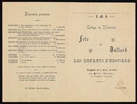 "Les Enfants d'Édouard", Collège de Montréal : première et dernière page du programme de la pièce dans laquelle Gratien Gélinas interprète le rôle de Sir James Tyrrel.