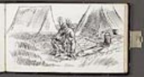 Homme assis en avant de deux tentes August 1862