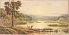 Three men fishing, possibly in Coote's Paradise, near Hamilton, C.W ca. 1860