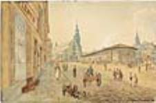 Fabrique Street and Catholic Cathedral, Quebec ca. 1829
