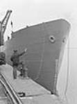 The cargo ship, "Fort Ville Marie" docking after a successful launch from the Vickers yard 11 oct. 1941
