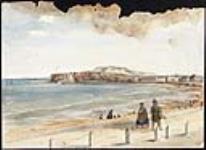 Scène avec port et plage milieu du 19ième siècle