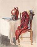 Still Life with a Cloak on a Chair, Table with Jug, Cup and Plate ca. 1850-1859