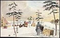 Vue de Montréal depuis la route menant à Québec janvier, 1846