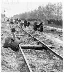 Stealing the railway ties for fuel January 1945.