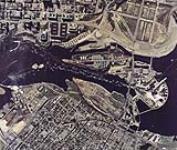 Aerial view of Ottawa, The Ottawa River and Hull 1968