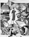 Composite image of textile manufacturing, taken for "Style" magazine 24 Mar. 1958