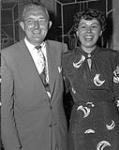 Portrait of Tommy Dorsey with unidentified woman (possibly a guest) at the Standish Hotel ca 1950.